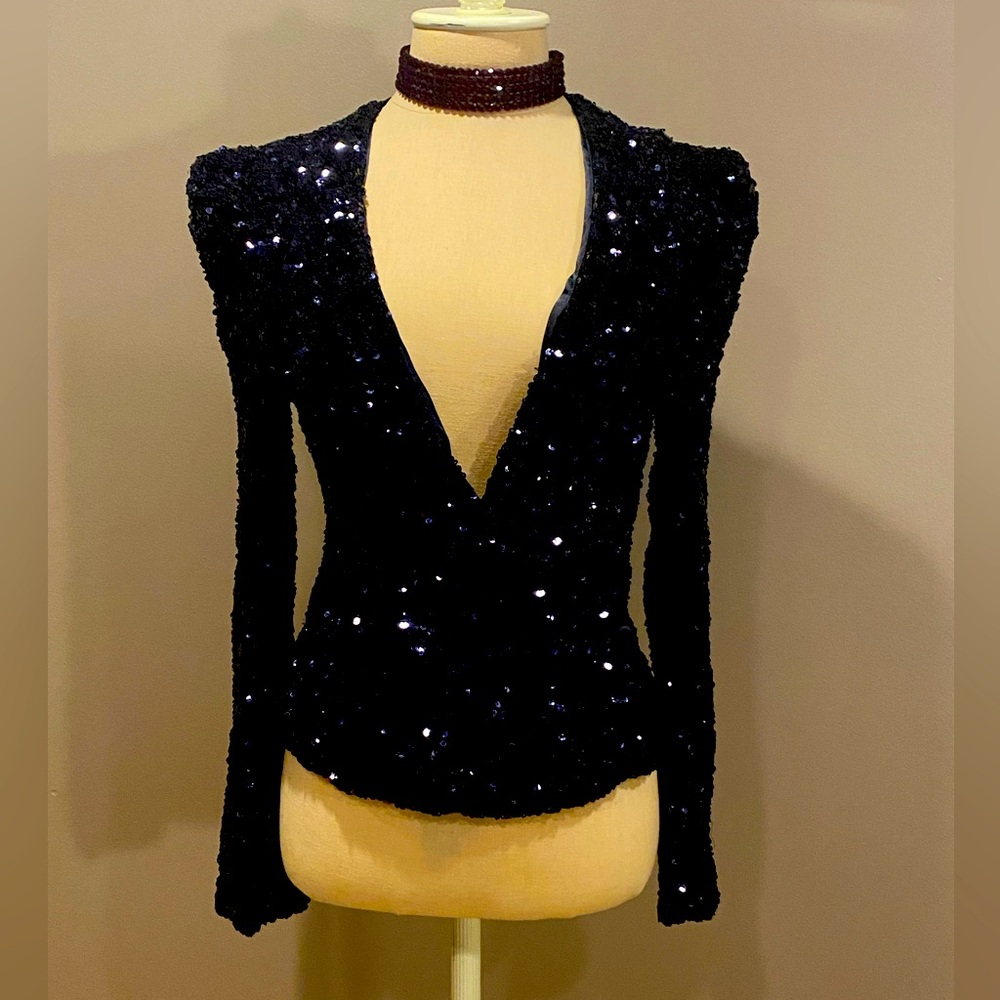 Navy Blue Sequins Jacket, size 8